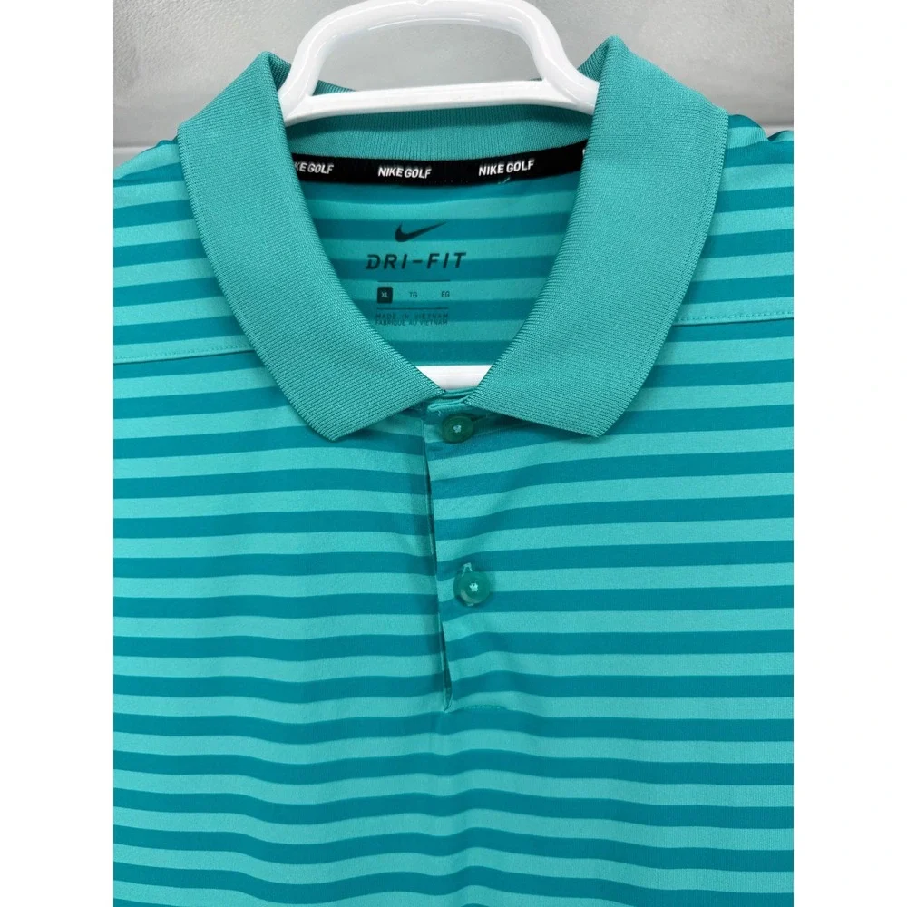 Nike Golf Dri-FIT Striped Polo Shirt Mens‎ XL Extra Large Turquoise 891853-3093